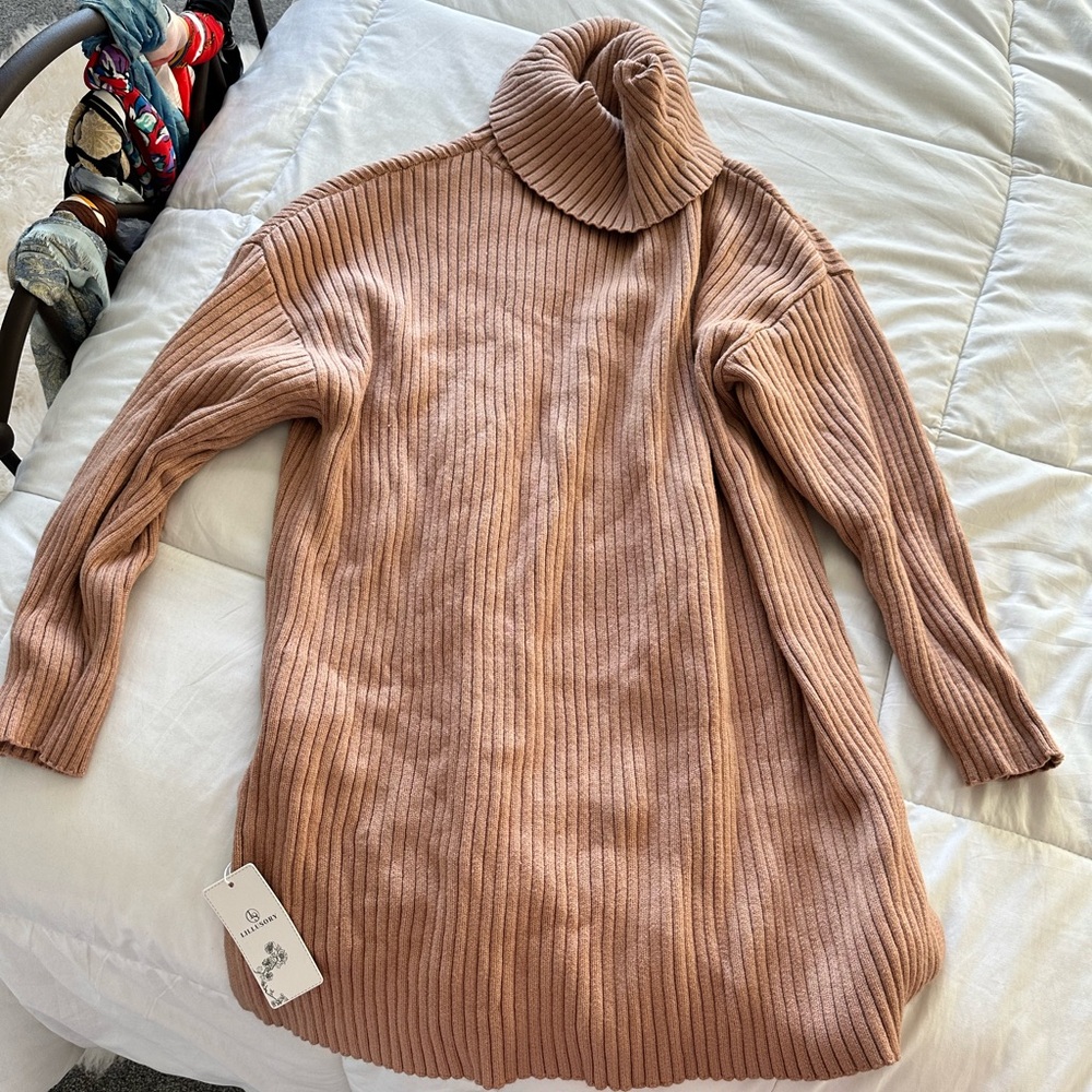Women's Ribbed Turtleneck Sweater/Sweaterdress - Brown - NWT